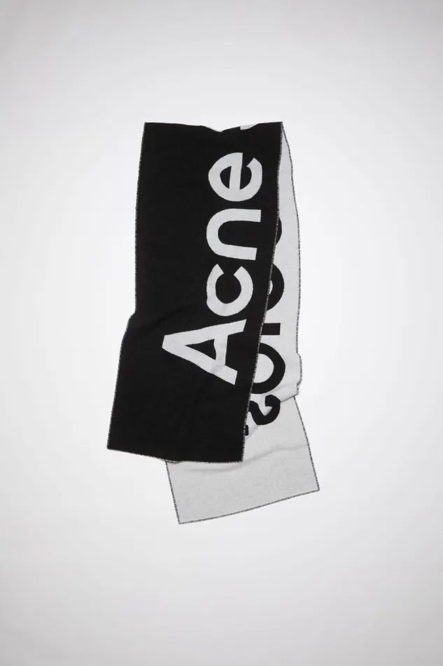 Women Logo Jacquard Scarf 8211 Narrow Blackwhite Acne Studios Scarves