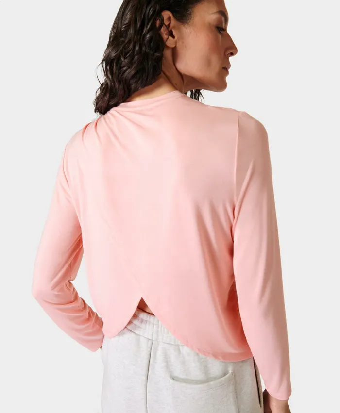Women Long Sleeve Tops Sweaty Betty Drape Back Long Sleeve Top Soft Pink