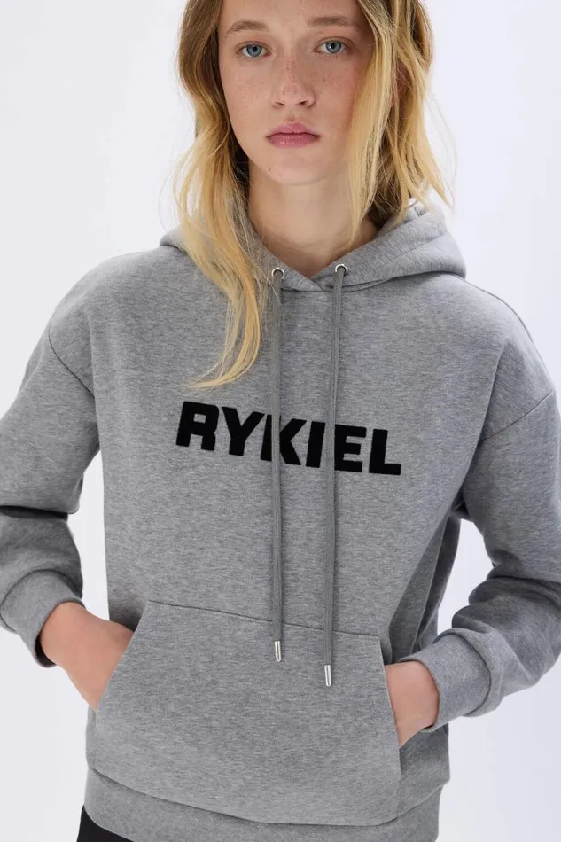 Women Longsleeved Hoodie Grey Black Sonia Rykiel Sweatshirts
