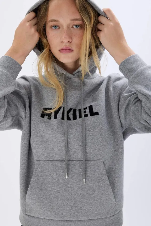 Women Longsleeved Hoodie Grey Black Sonia Rykiel Sweatshirts