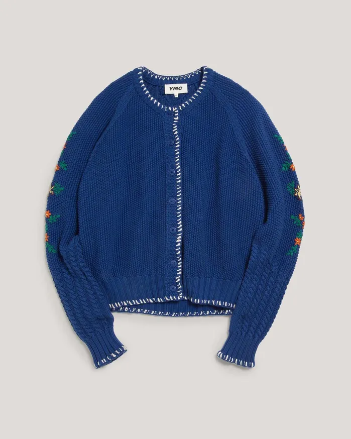 Women Lotus Cardigan Blue YMC Knitwear