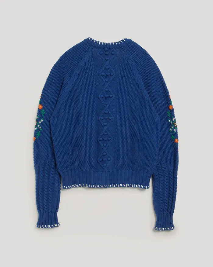 Women Lotus Cardigan Blue YMC Knitwear