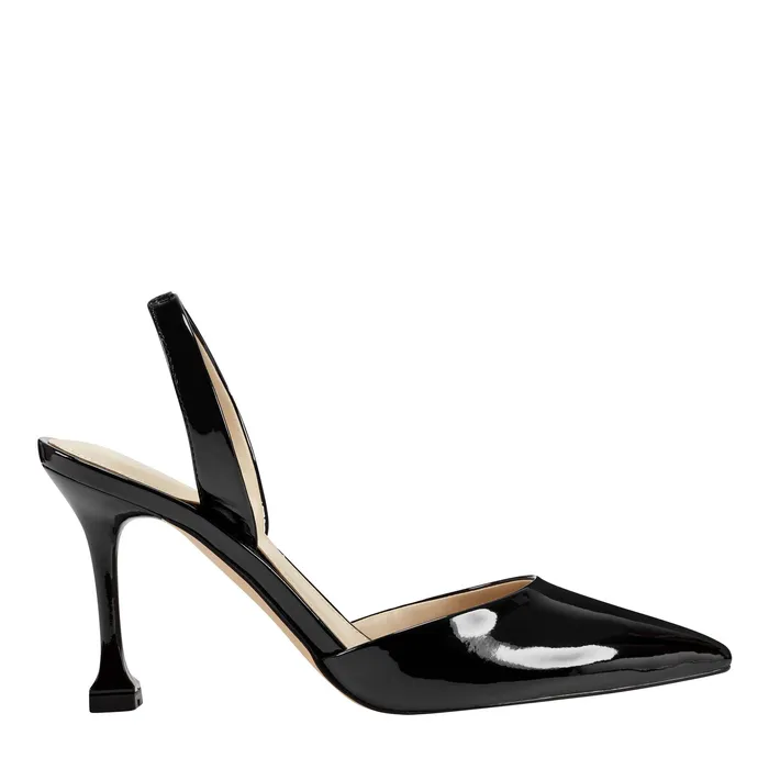 Women Marc Fisher Hadya Slingback Pump Black Patent Heels and Pumps