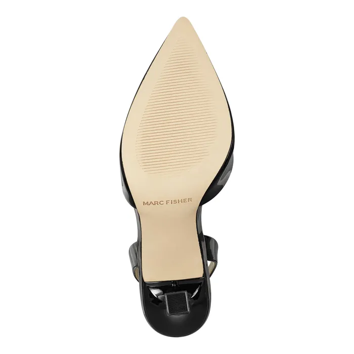 Women Marc Fisher Hadya Slingback Pump Black Patent Heels and Pumps