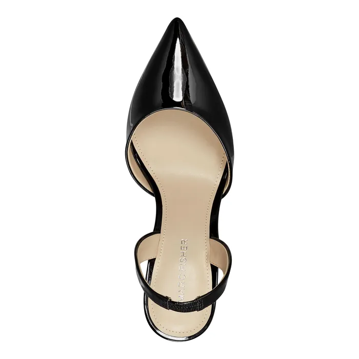 Women Marc Fisher Hadya Slingback Pump Black Patent Heels and Pumps