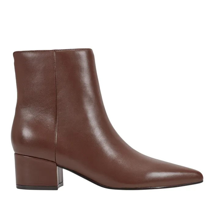 Women Marc Fisher Leonna Ankle Bootie Dark Brown Leather Boots and Booties
