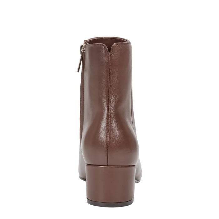 Women Marc Fisher Leonna Ankle Bootie Dark Brown Leather Boots and Booties