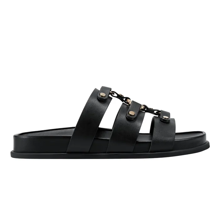 Women Marc Fisher Verity Flat Footbed Sandal Black Sandals