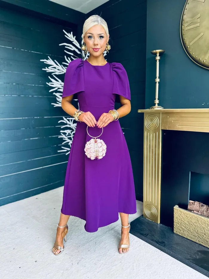 Women Maxi Canella Lane Felicity Occasion Midi Dress Plum