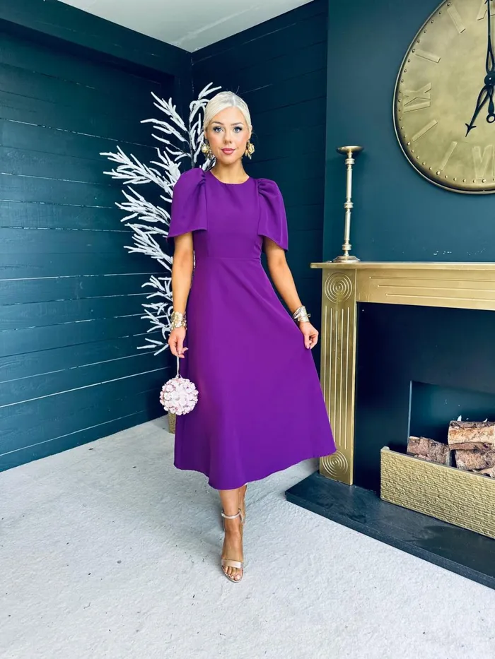 Women Maxi Canella Lane Felicity Occasion Midi Dress Plum