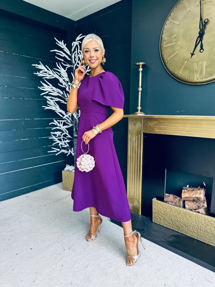Women Maxi Canella Lane Felicity Occasion Midi Dress Plum