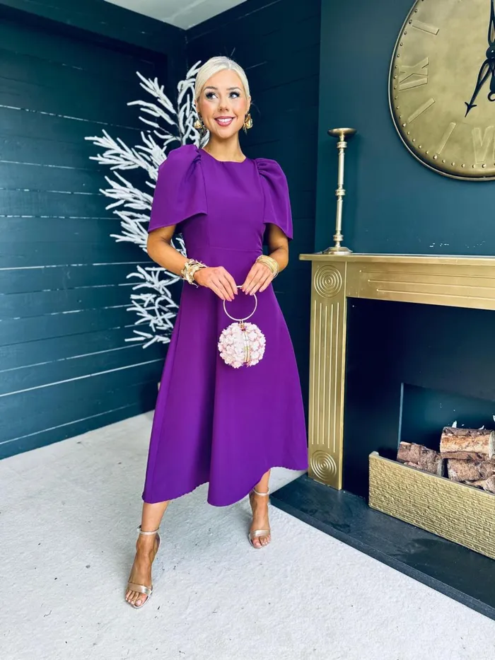 Women Maxi Canella Lane Felicity Occasion Midi Dress Plum