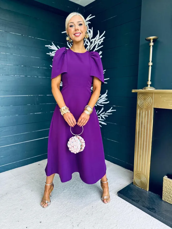 Women Maxi Canella Lane Felicity Occasion Midi Dress Plum