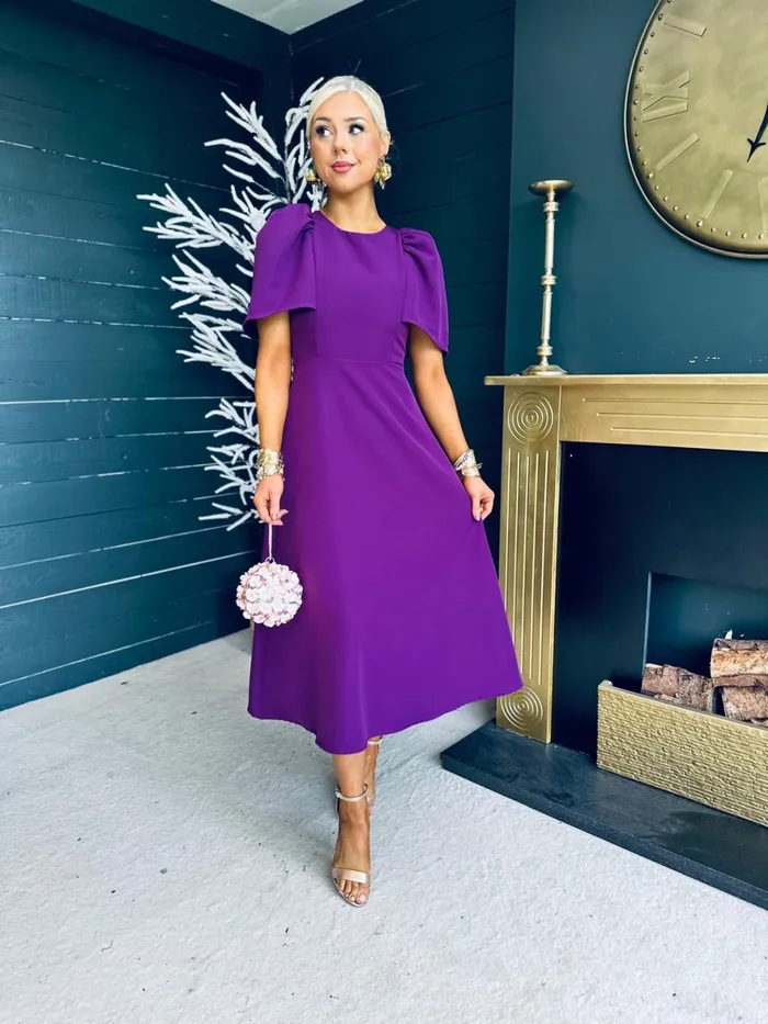 Women Maxi Canella Lane Felicity Occasion Midi Dress Plum