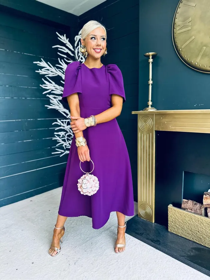 Women Maxi Canella Lane Felicity Occasion Midi Dress Plum