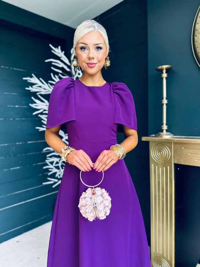 Women Maxi Canella Lane Felicity Occasion Midi Dress Plum