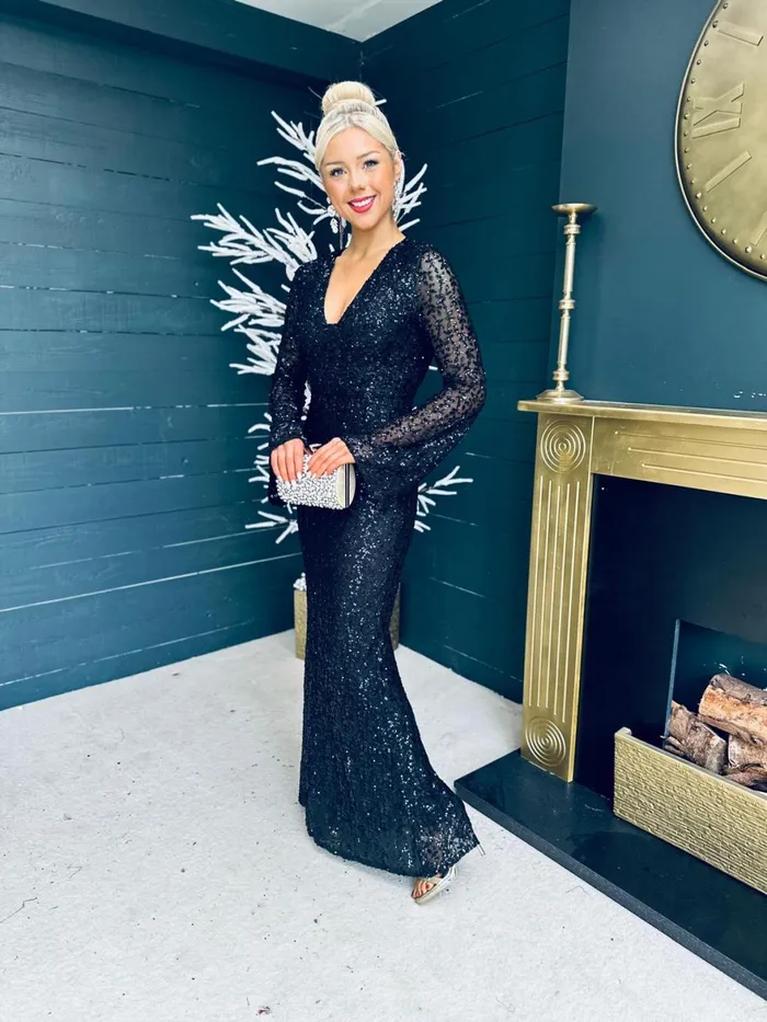 Women Maxi Canella Lane Kendall Sequin Occasion Dress Black