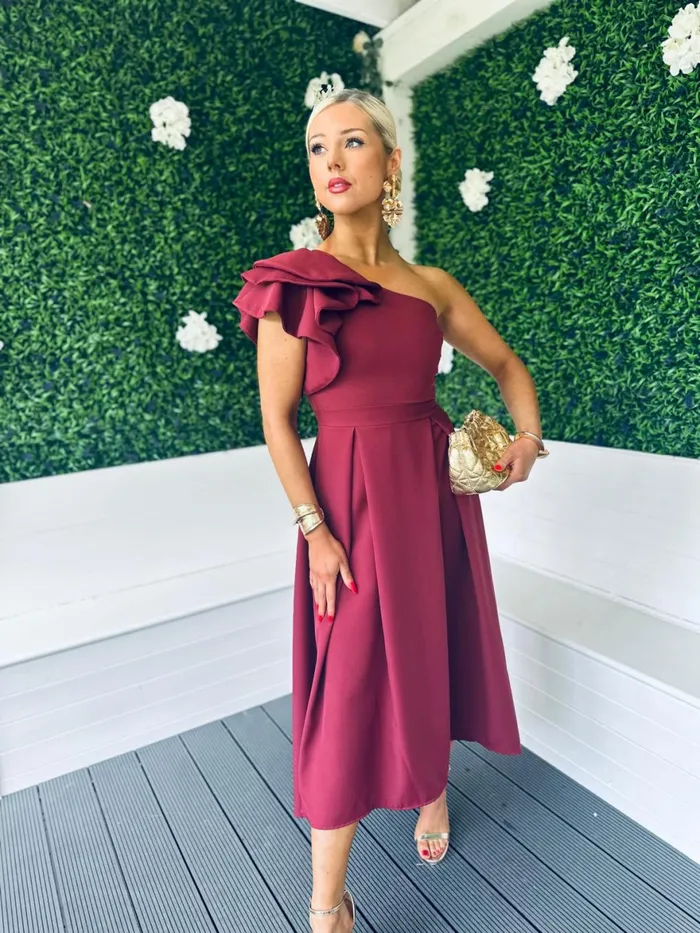 Women Maxi Canella Lane Trudy Detailed Occasion Dress Burgundy