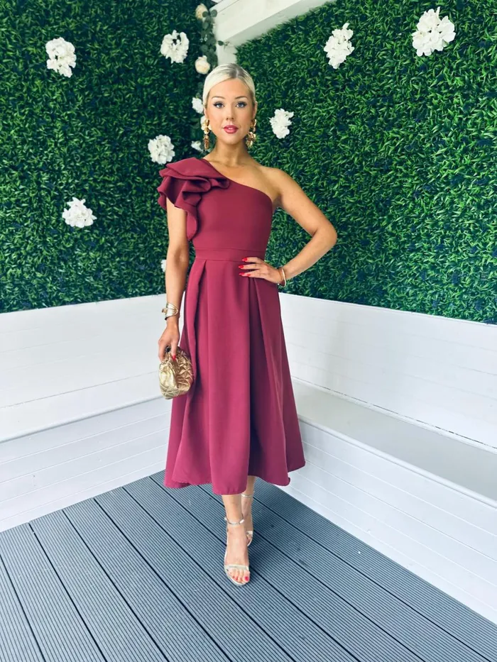 Women Maxi Canella Lane Trudy Detailed Occasion Dress Burgundy