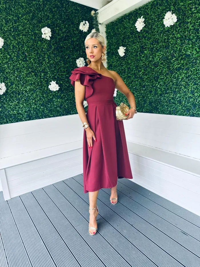 Women Maxi Canella Lane Trudy Detailed Occasion Dress Burgundy