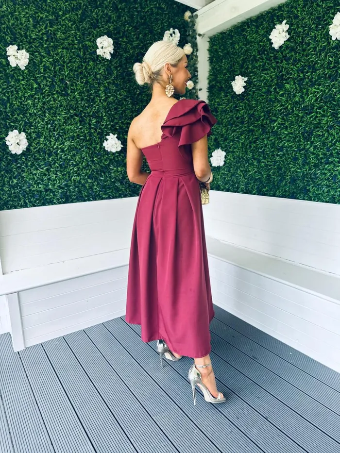 Women Maxi Canella Lane Trudy Detailed Occasion Dress Burgundy