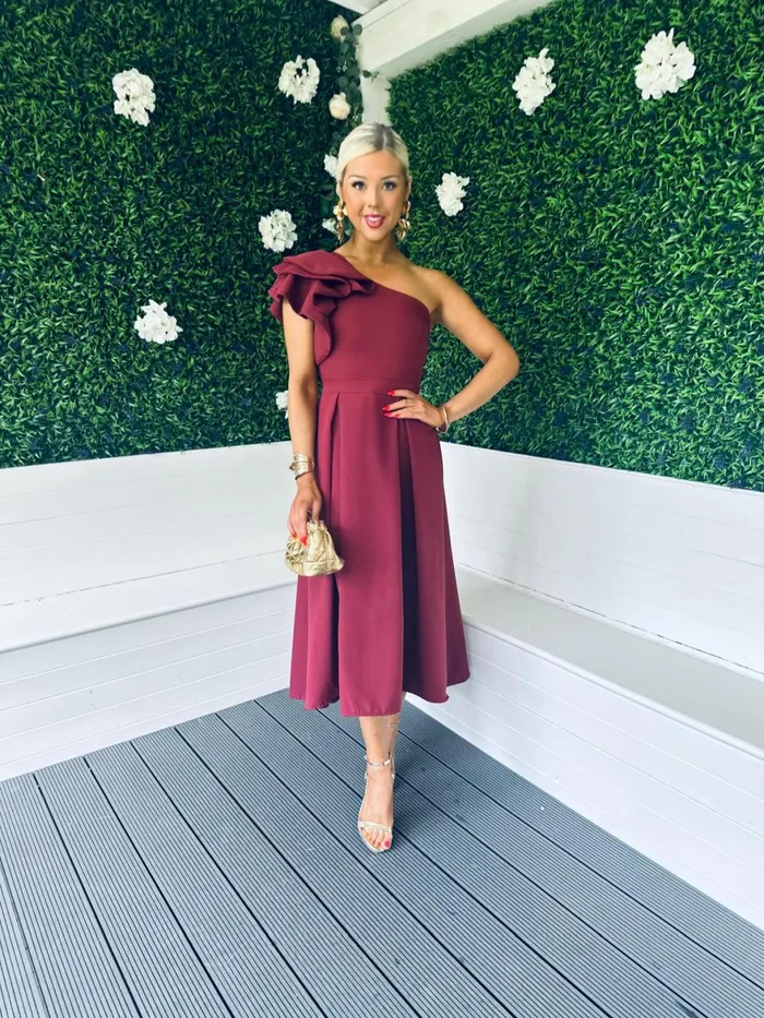 Women Maxi Canella Lane Trudy Detailed Occasion Dress Burgundy