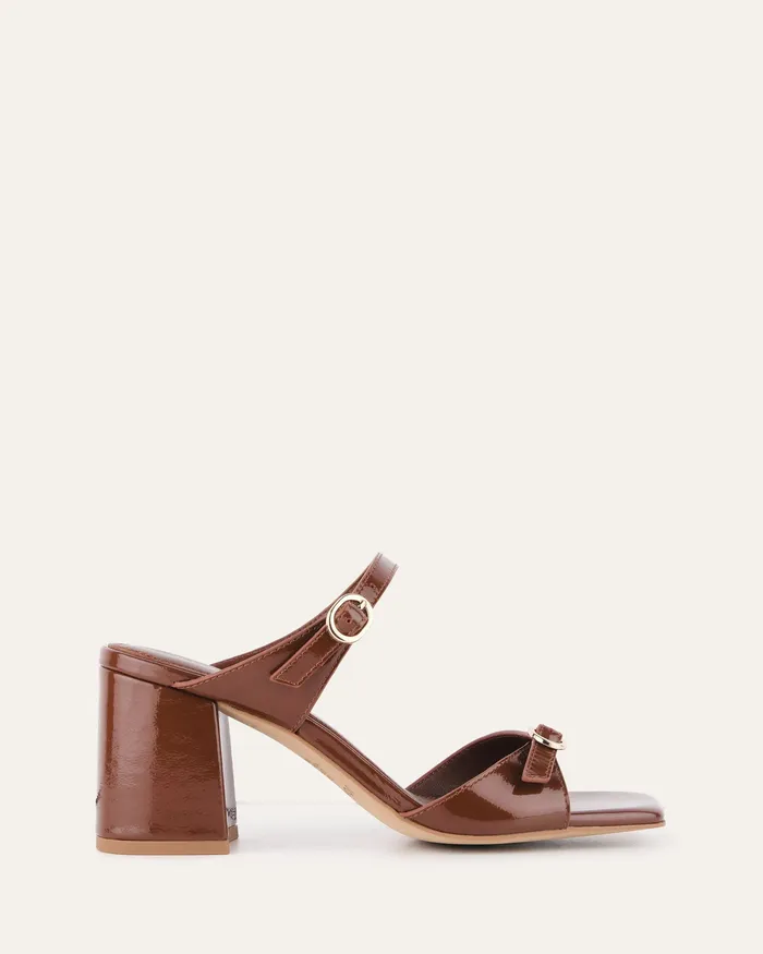 Women MID SANDALS jomercer Spencer mid heel sandals chestnut patent