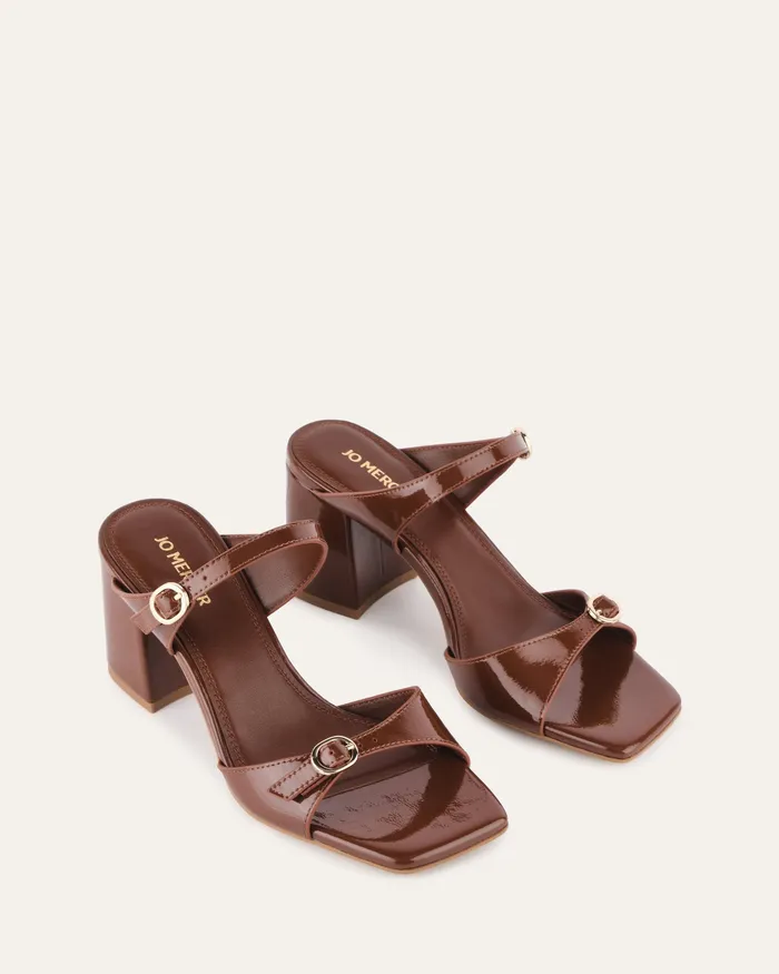 Women MID SANDALS jomercer Spencer mid heel sandals chestnut patent Women MID SANDALS jomercer Spencer mid heel sandals chestnut patent