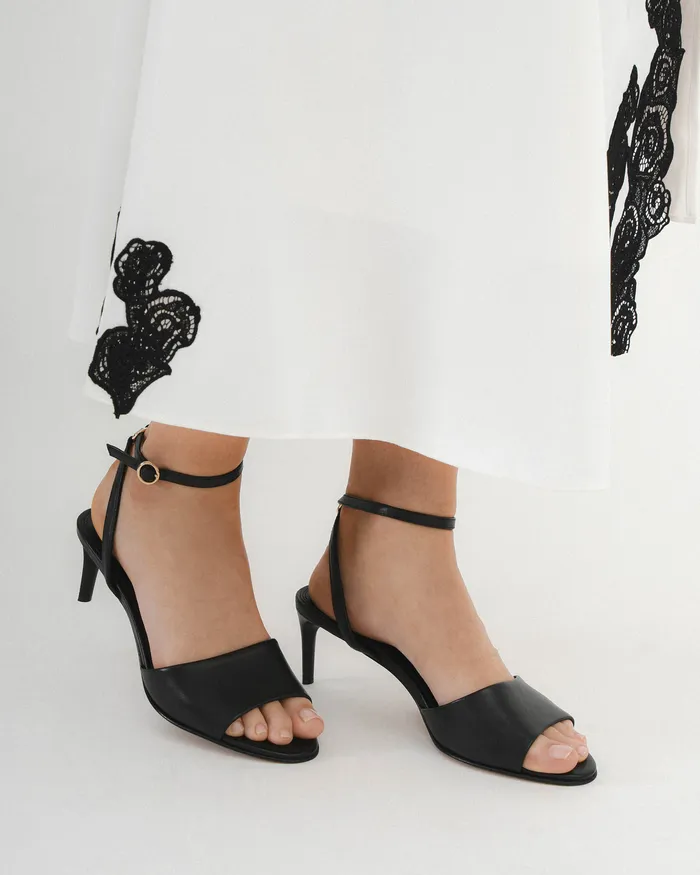 Women MID SANDALS jomercer Tanya mid heel sandals black leather Women MID SANDALS jomercer Tanya mid heel sandals black leather