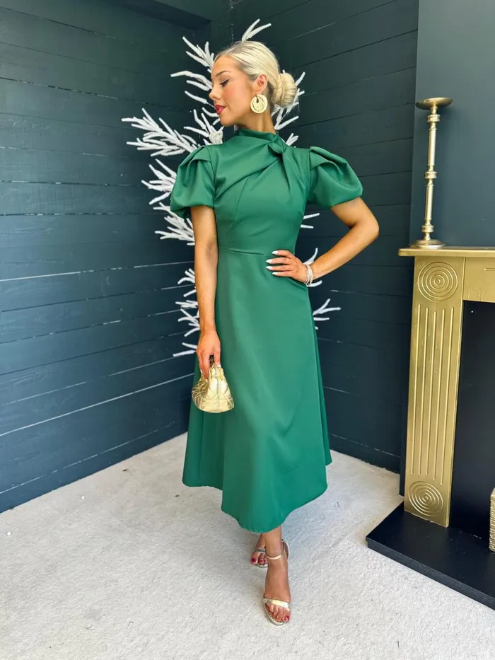 Women Midi Canella Lane Claudia Detailed Occasion Dress Green