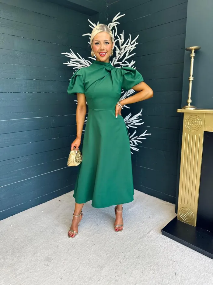Women Midi Canella Lane Claudia Detailed Occasion Dress Green
