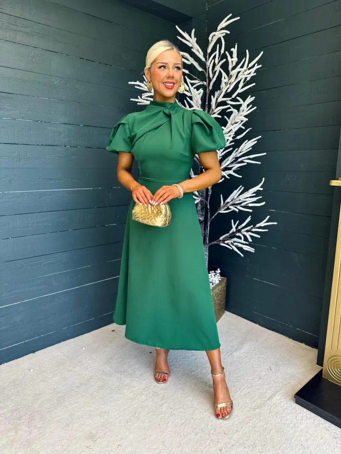 Women Midi Canella Lane Claudia Detailed Occasion Dress Green