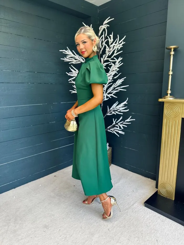 Women Midi Canella Lane Claudia Detailed Occasion Dress Green