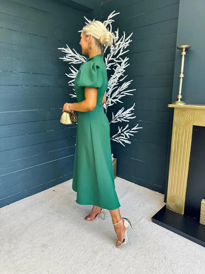 Women Midi Canella Lane Claudia Detailed Occasion Dress Green