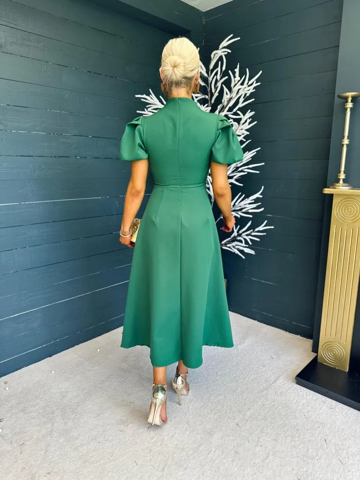 Women Midi Canella Lane Claudia Detailed Occasion Dress Green