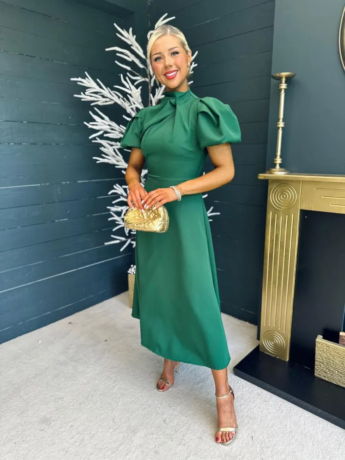 Women Midi Canella Lane Claudia Detailed Occasion Dress Green