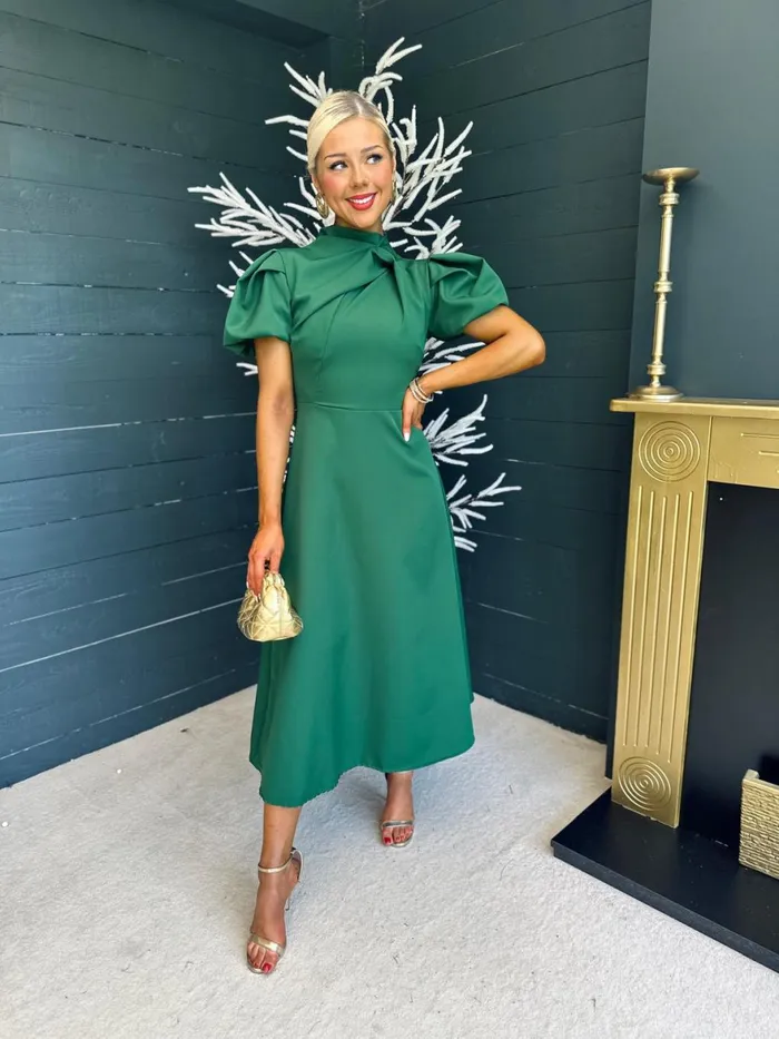 Women Midi Canella Lane Claudia Detailed Occasion Dress Green
