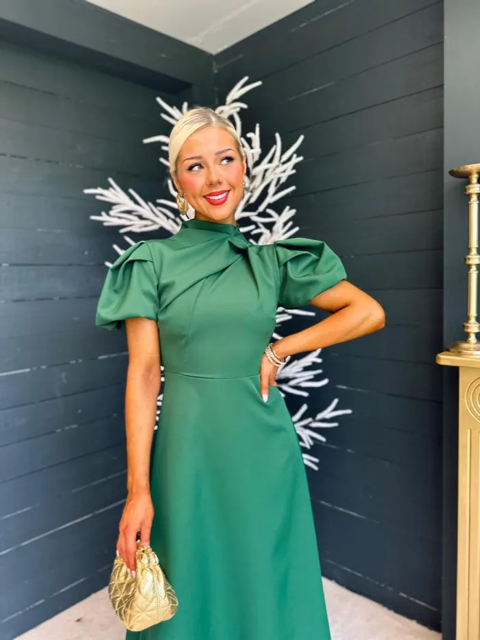 Women Midi Canella Lane Claudia Detailed Occasion Dress Green