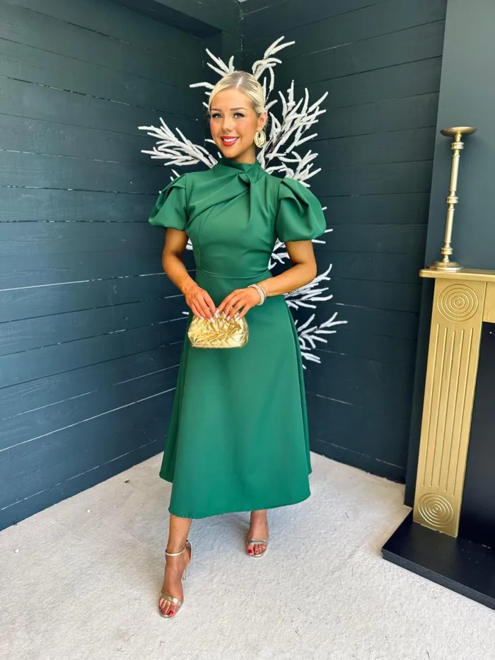 Women Midi Canella Lane Claudia Detailed Occasion Dress Green