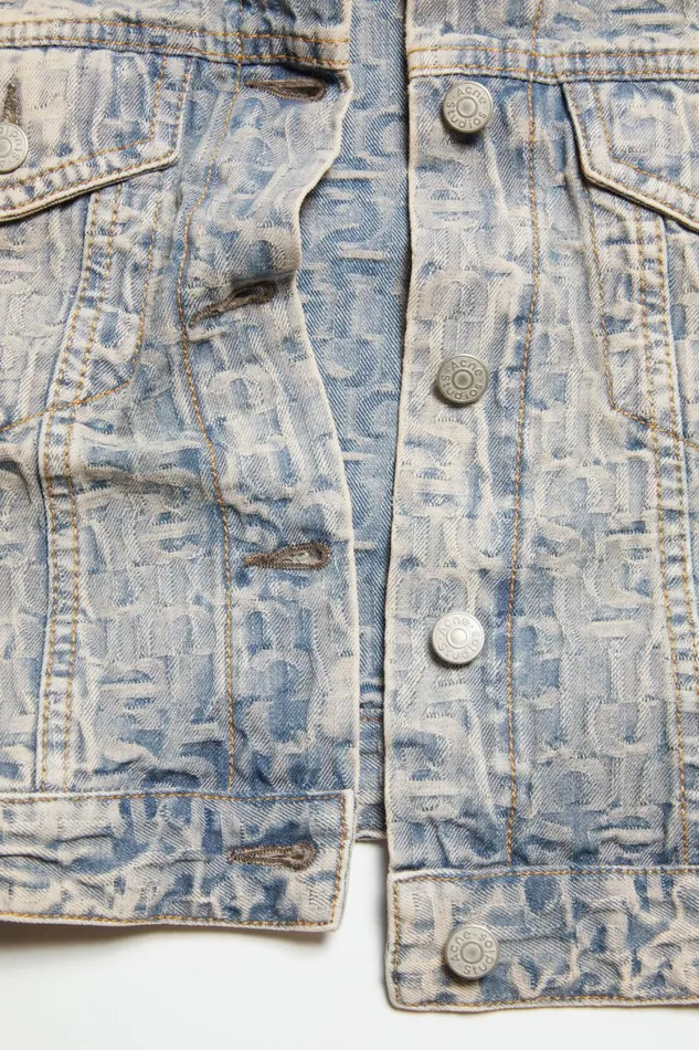 Women Monogram Denim Jacket 8211 Fitted Fit Bluebeige Acne Studios Outerwear