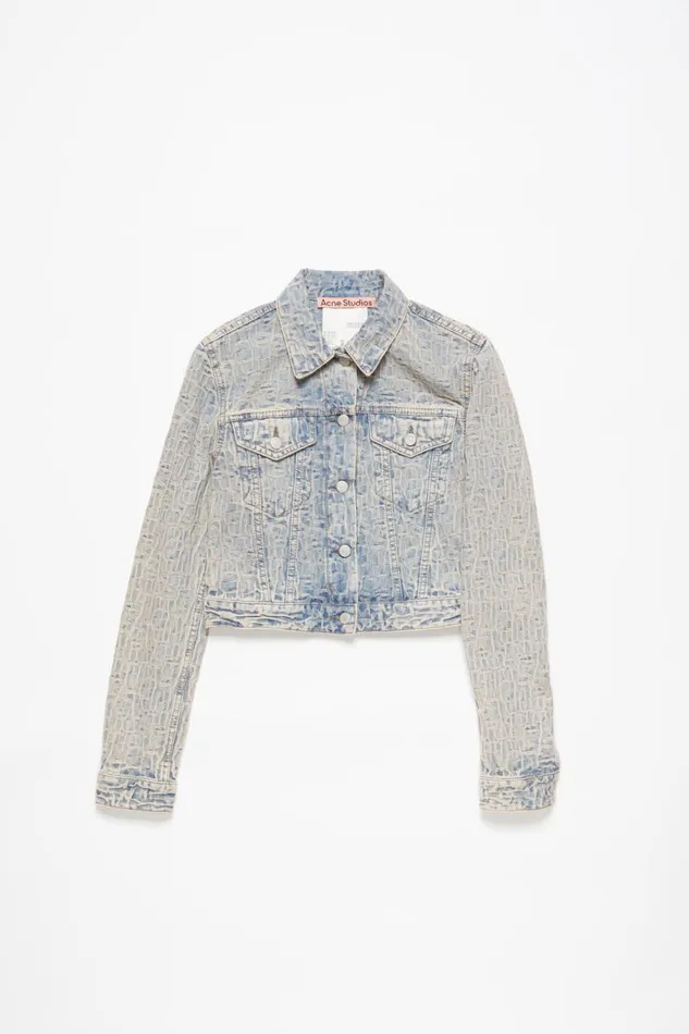 Women Monogram Denim Jacket 8211 Fitted Fit Bluebeige Acne Studios Outerwear