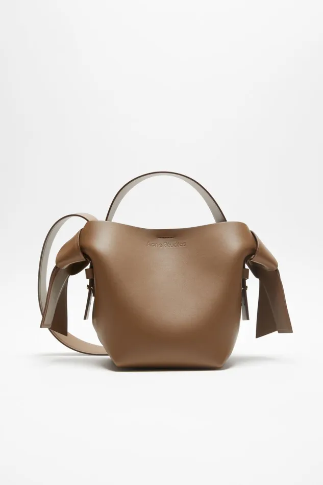 Women Musubi Mini Shoulder Bag Camel Brown Acne Studios Bags