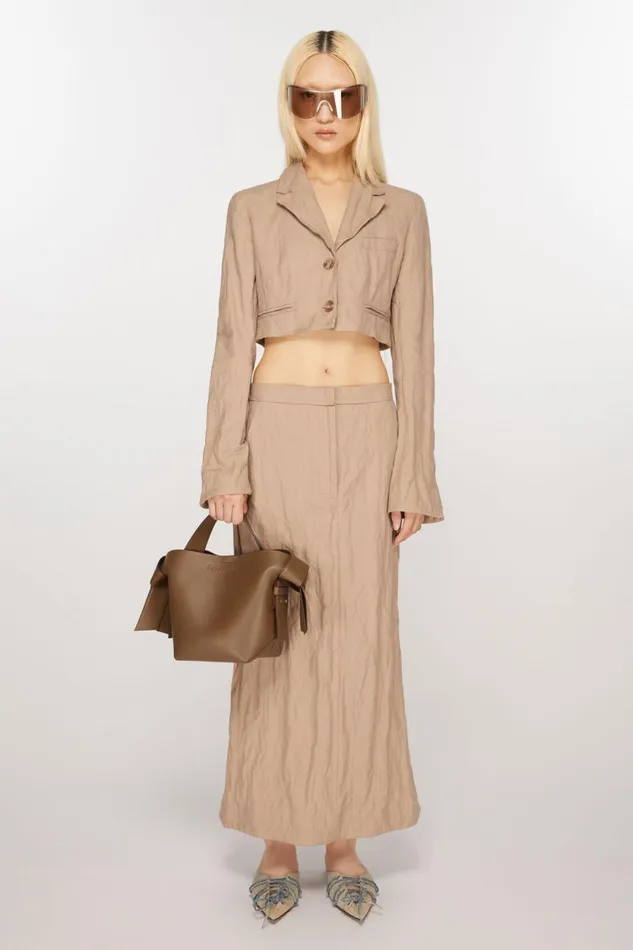Women Musubi Mini Shoulder Bag Camel Brown Acne Studios Bags