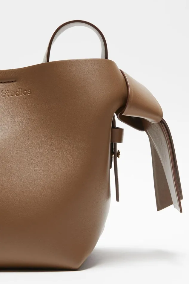 Women Musubi Mini Shoulder Bag Camel Brown Acne Studios Bags