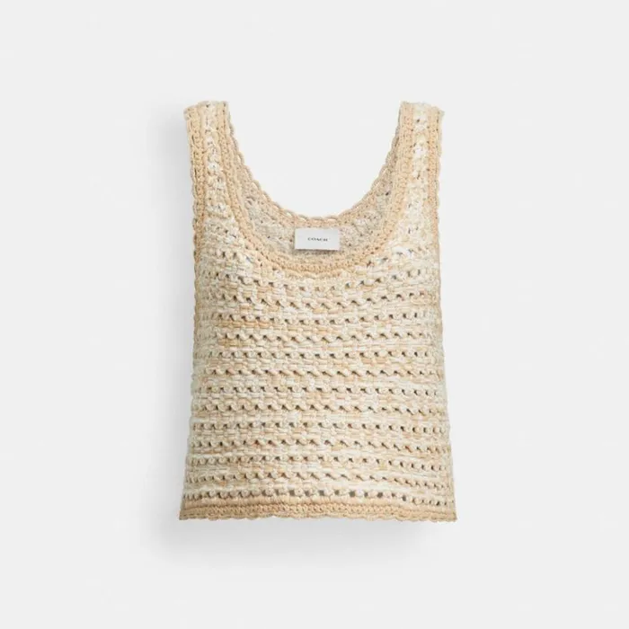 Women Neutral Knit Tank Neutral Coach Tops