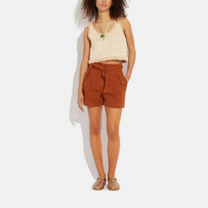 Women Neutral Knit Tank Neutral Coach Tops