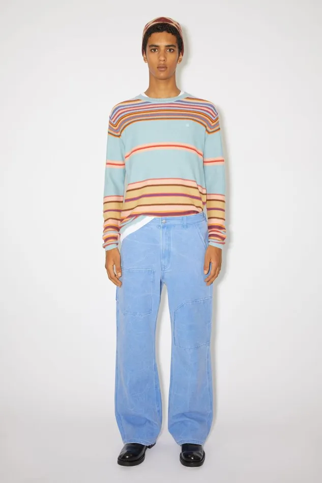 Women Patch Canvas Trousers Powder Blue Acne Studios Trousers