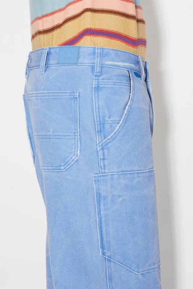 Women Patch Canvas Trousers Powder Blue Acne Studios Trousers