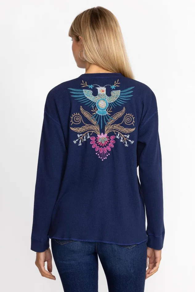 Women Petites Johnny Was THERMAL HENLEY Blue Night Women Petites Johnny Was THERMAL HENLEY Blue Night