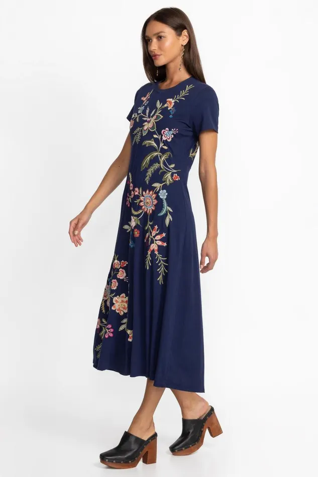 Women Plus Size Johnny Was CREW NECK SWING DRESS Blue Night Women Plus Size Johnny Was CREW NECK SWING DRESS Blue Night